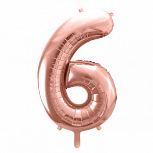34" Giant Rose Gold Number Balloon 6 | The Party Darling