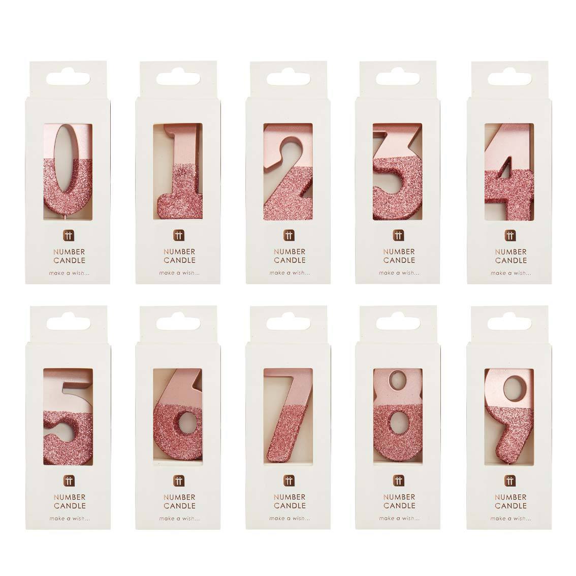 Rose Gold Glitter Dipped Number Birthday Candle - The Party Darling