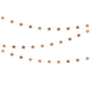 Rose Gold Star Garland 12'