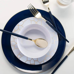 Navy & Gold Rim Plastic Dinner Plates 10ct | The Party Darling