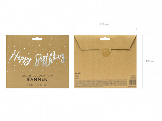 Silver Happy Birthday Letter Banner 2ft | The Party Darling