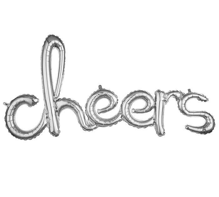 Silver Cheers Cursive Letter Balloon | The Party Darling