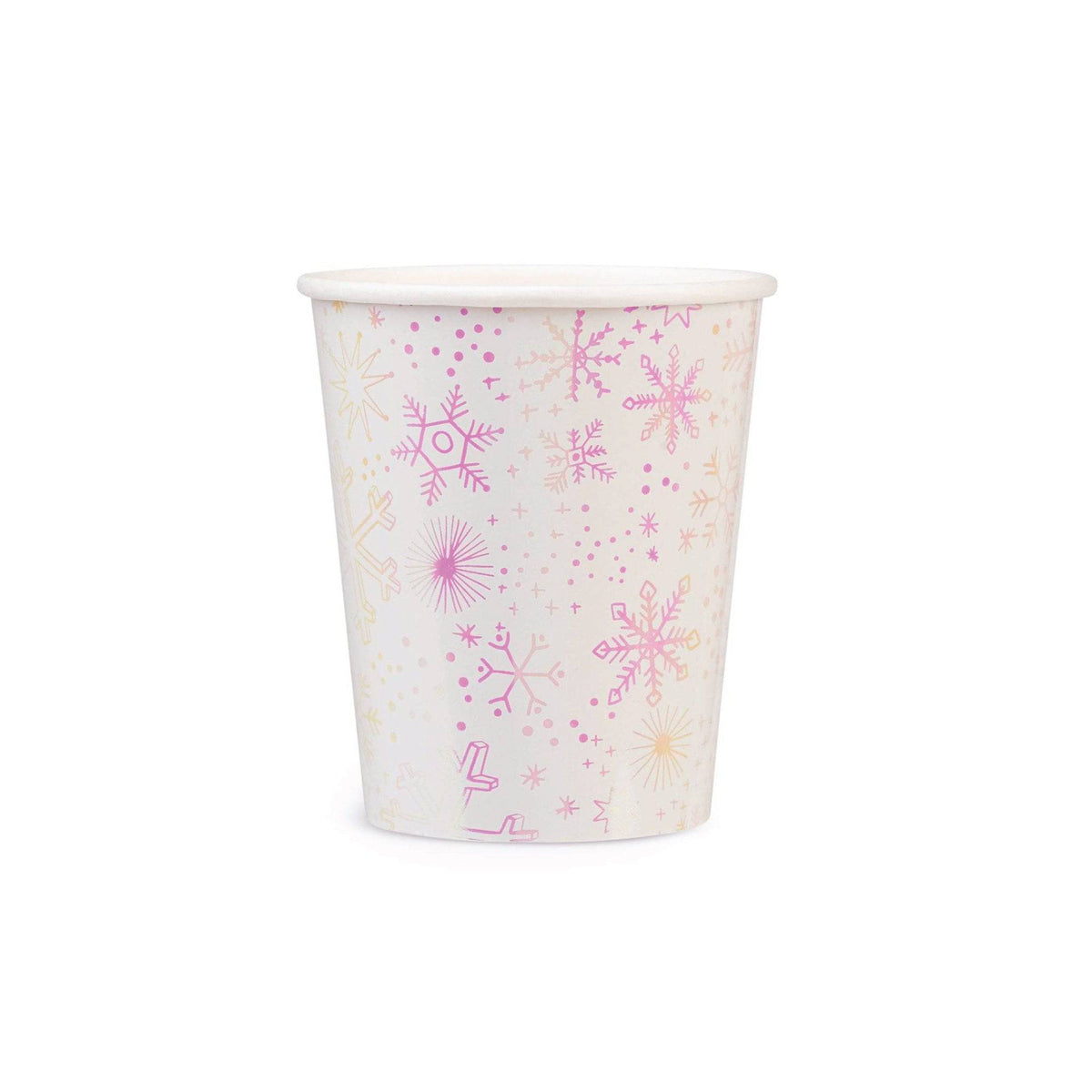 Frosted Iridescent Snowflake Cups 8ct | The Party Darling
