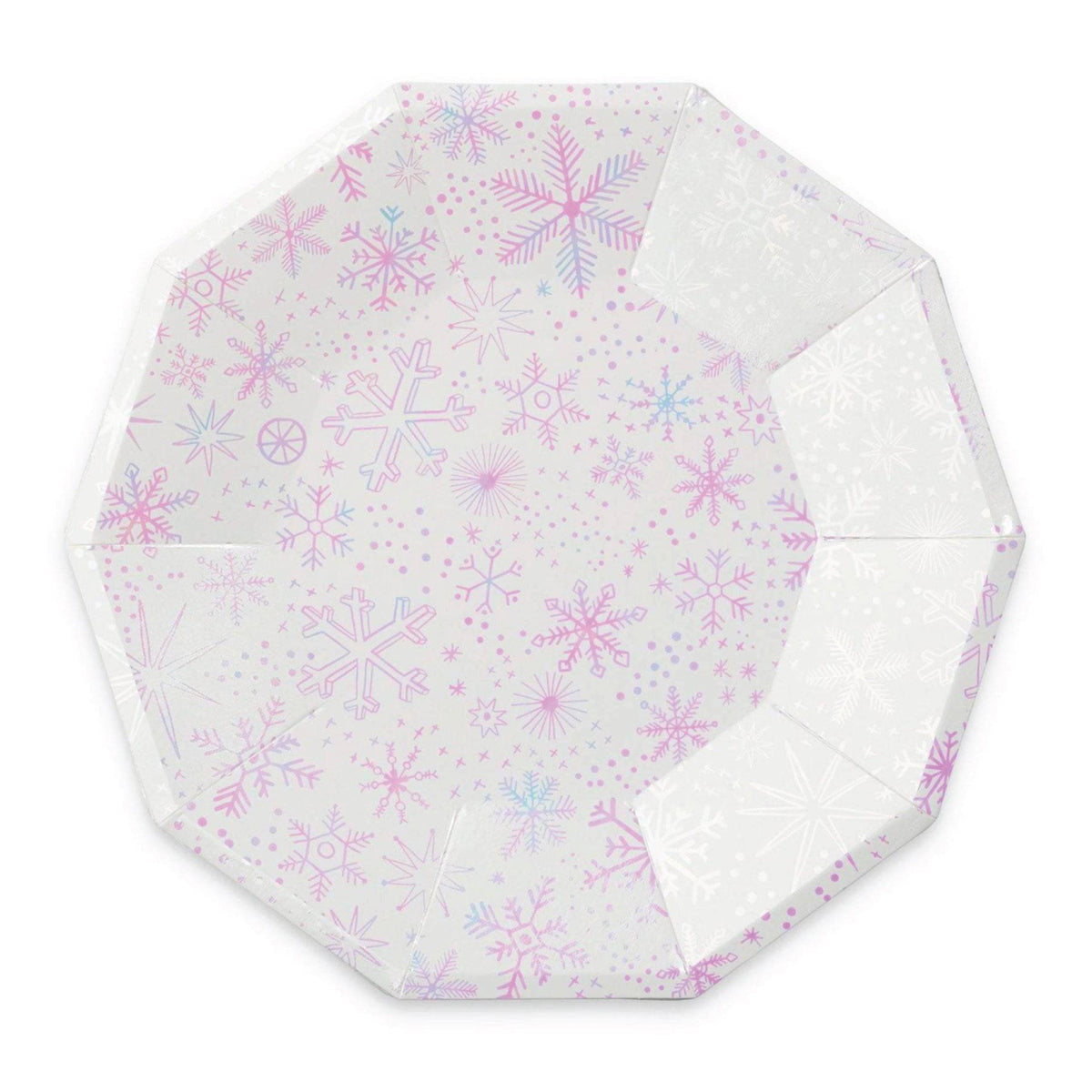 Frosted Iridescent Snowflake Lunch Plates 8ct | The Party Darling