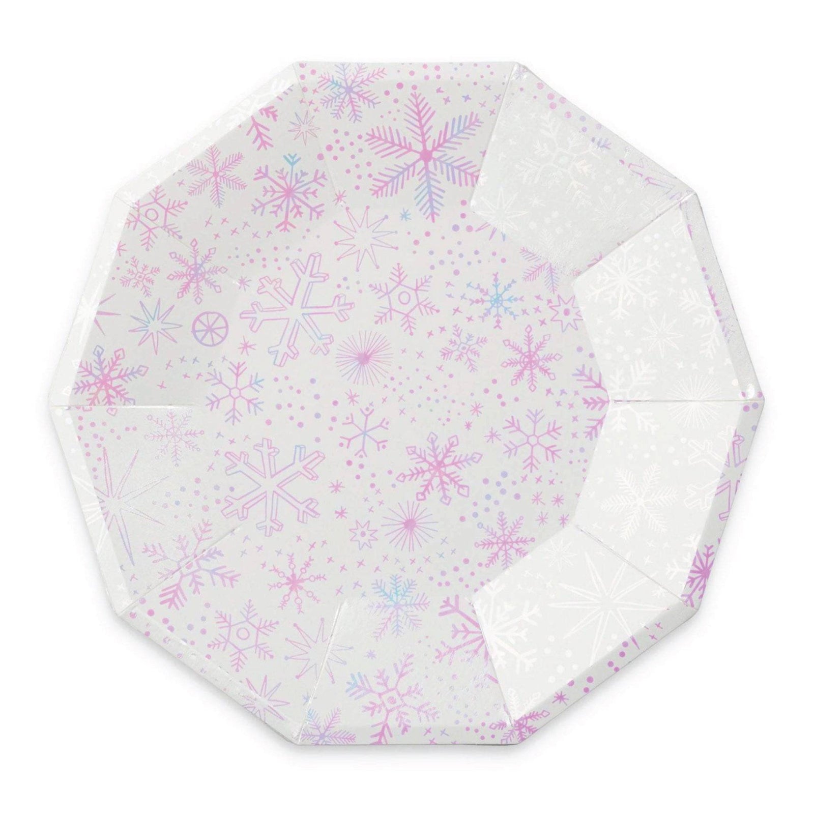 Frosted Iridescent Snowflake Lunch Plates 8ct | The Party Darling