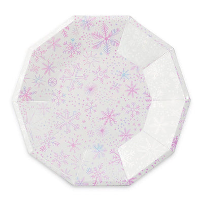Frosted Iridescent Snowflake Lunch Plates 8ct