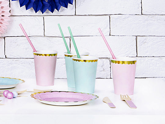Mint Green & Gold Scalloped Paper Cups 6ct - The Party Darling