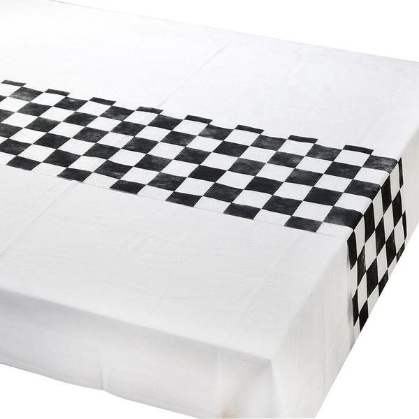 Black & White Check Table Runner 6.5ft on table