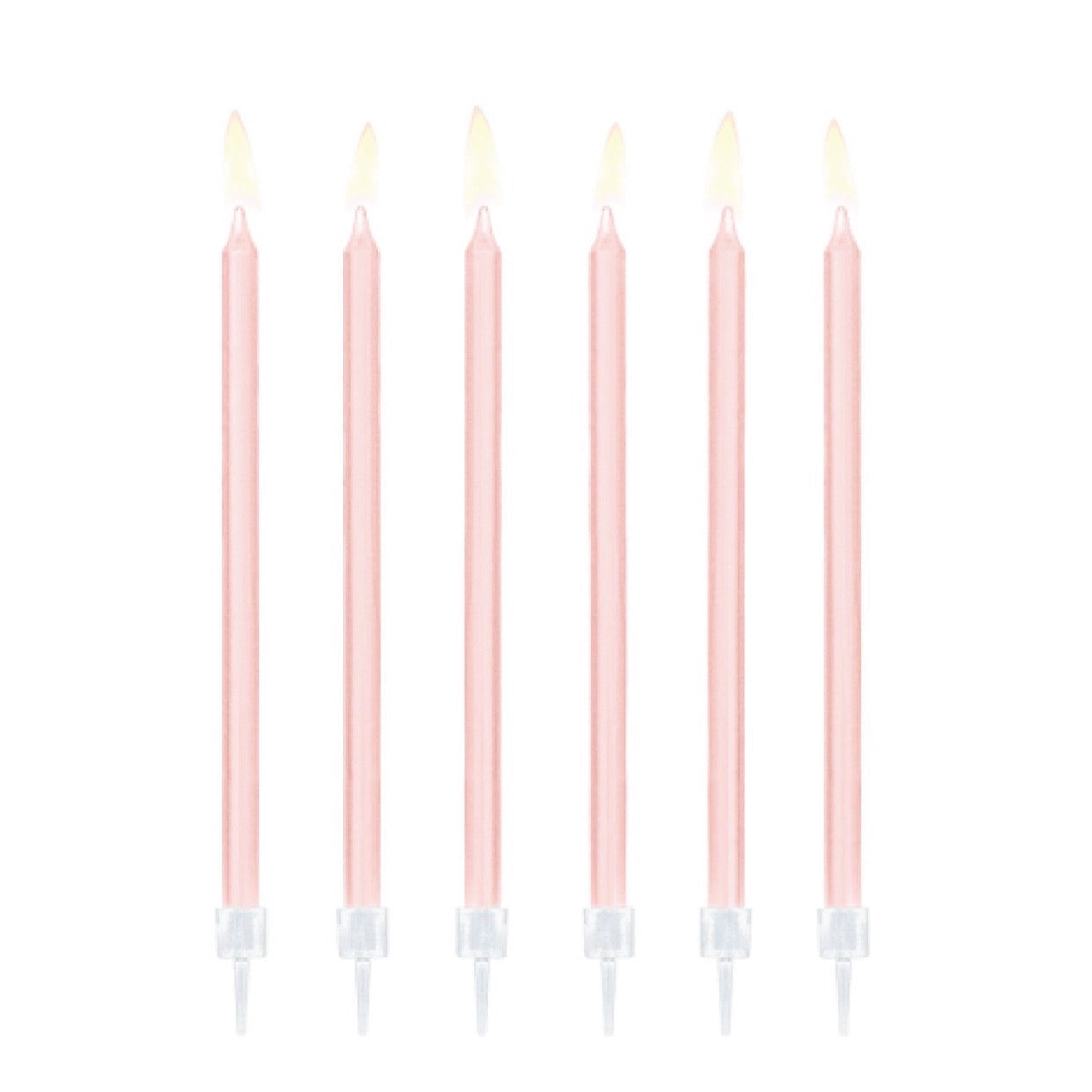 Tall Light Pink Birthday Candles 12ct | The Party Darling