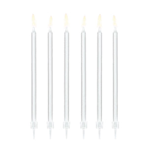 Tall White Birthday Candles 12ct | The Party Darling