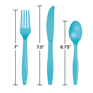 Bermuda Blue Plastic Cutlery Set Size