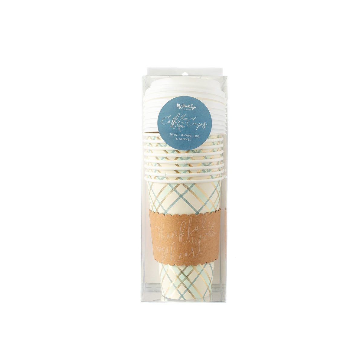 Plaid Thankful Heart Coffee Cups 8ct - The Party Darling