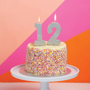 Silver Glitter Dipped Number Birthday Candle - The Party Darling