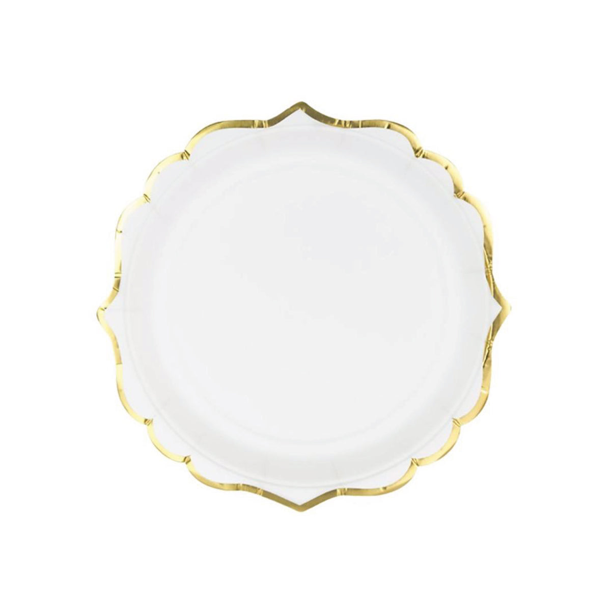 White Gold-Trimmed Scalloped Dessert Plates 6ct | The Party Darling