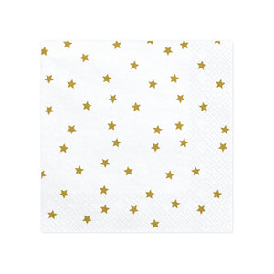 White and Gold Star Napkins 20ct | The Party Darling