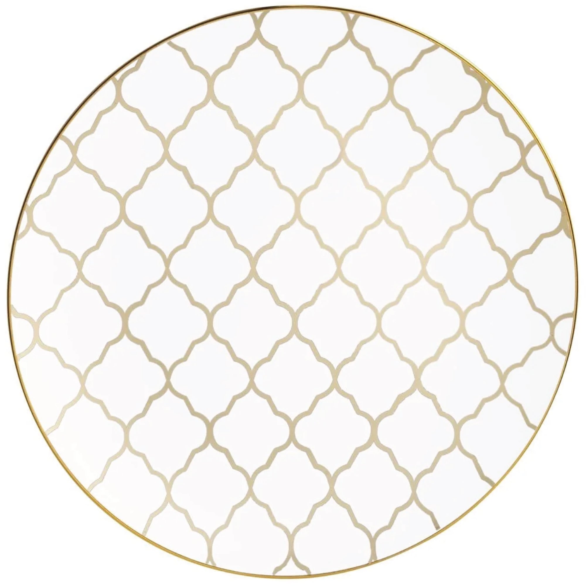 White & Gold Lattice Plastic Dinner Plates 10ct | The Party Darling