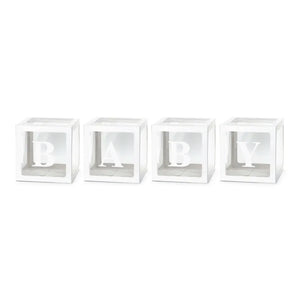 White Pop-Up Baby Block Decorations 4ct | The Party Darling