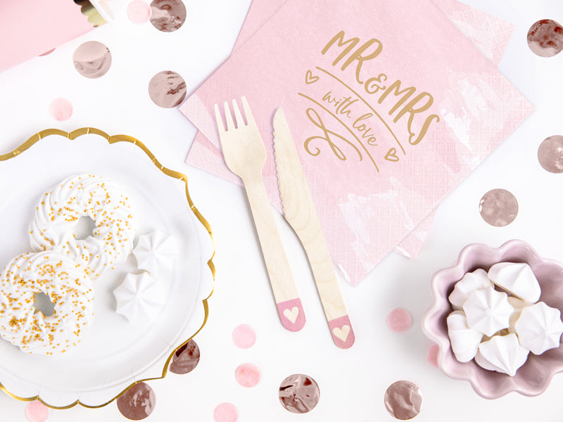 Pink Heart Wooden Cutlery Service for 6 - The Party Darling