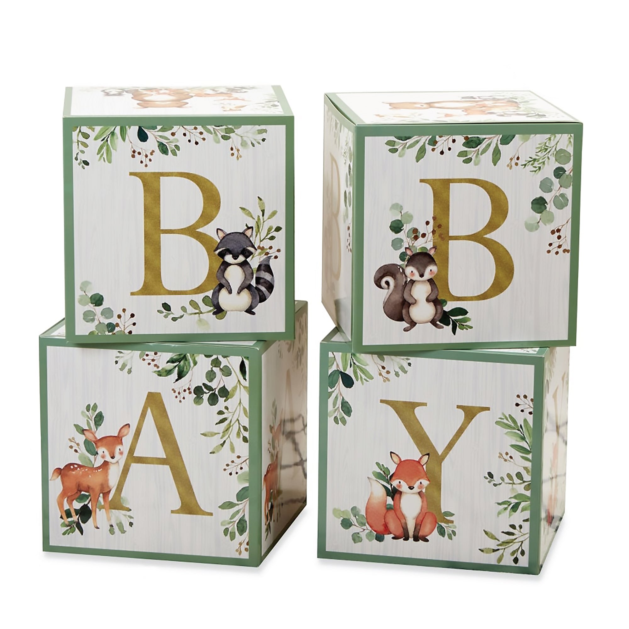Woodland Baby Shower Block Decorations 4ct | The Party Darling