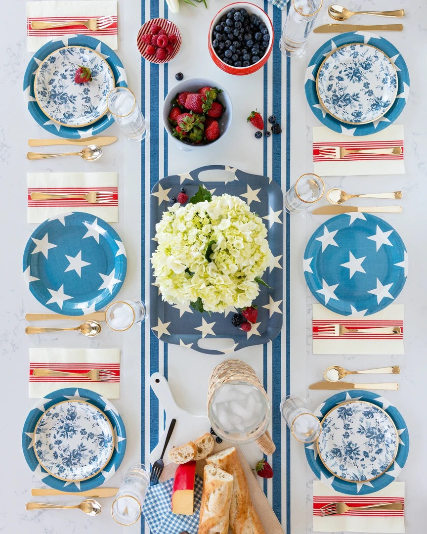 Blue & Cream Striped Paper Table Runner - The Party Darling