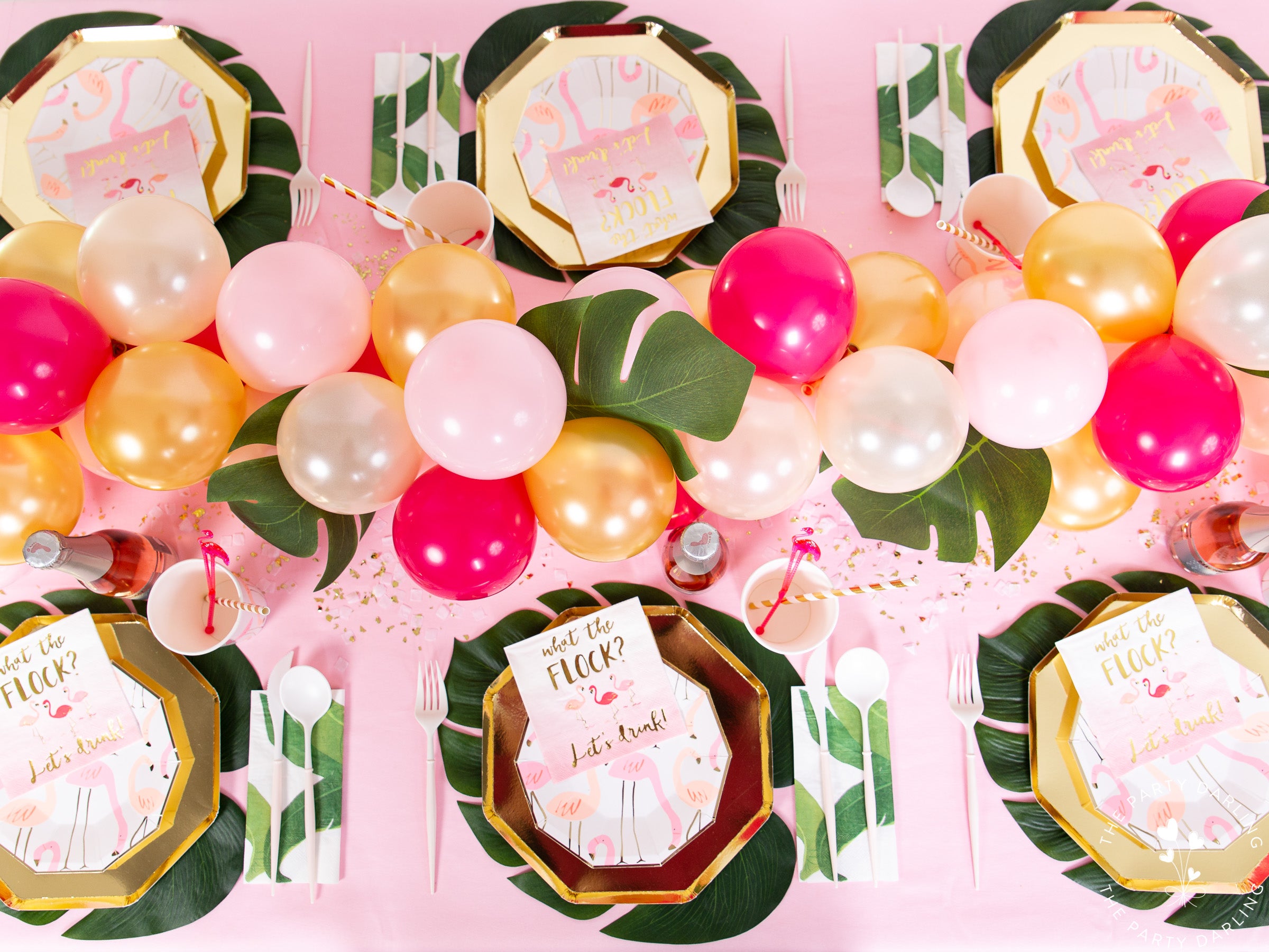Ideas for a Tropical Flamingo Party Table Setting
