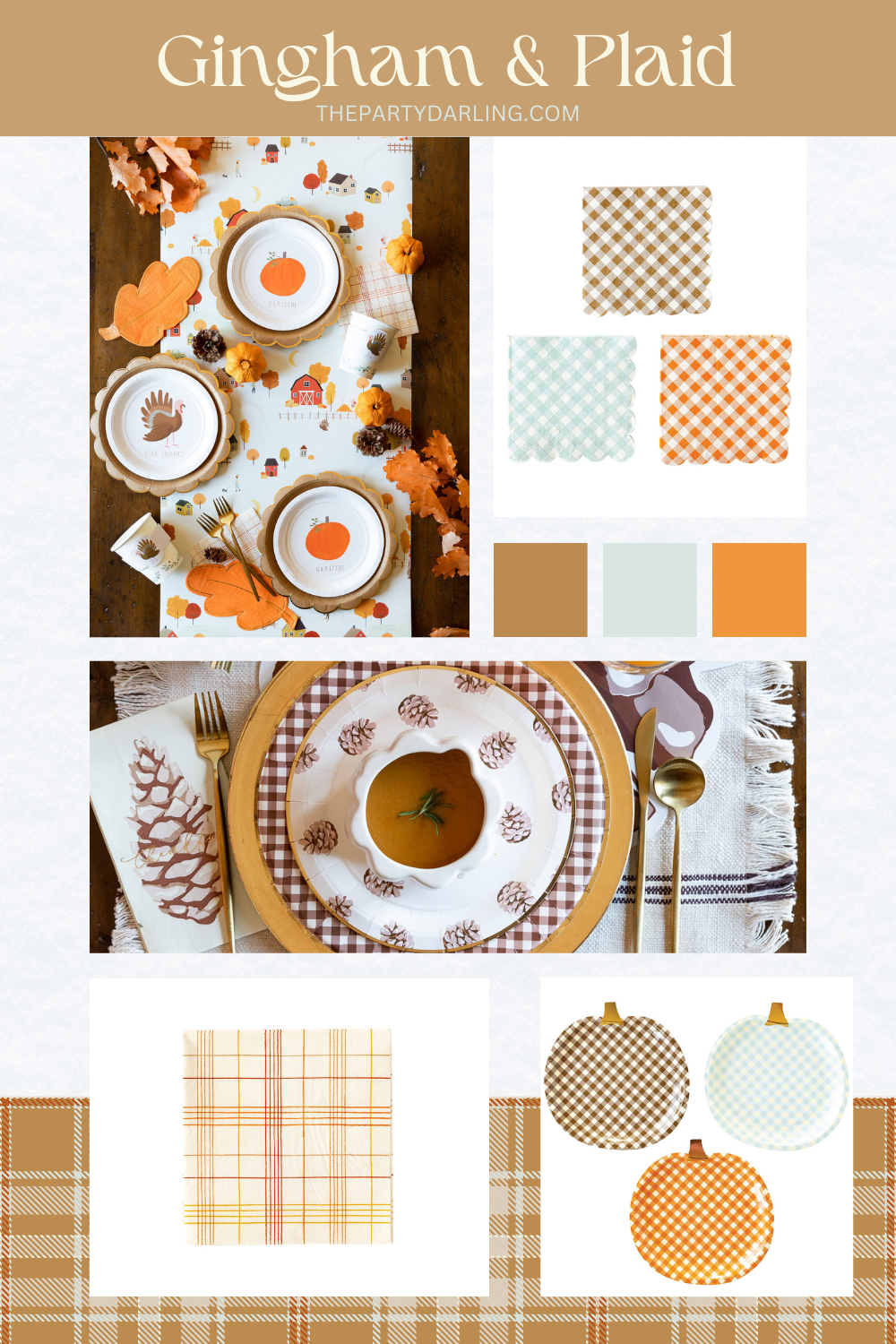 Harvest Brown Plaid Scalloped Lunch Plates 8ct | The Party Darling