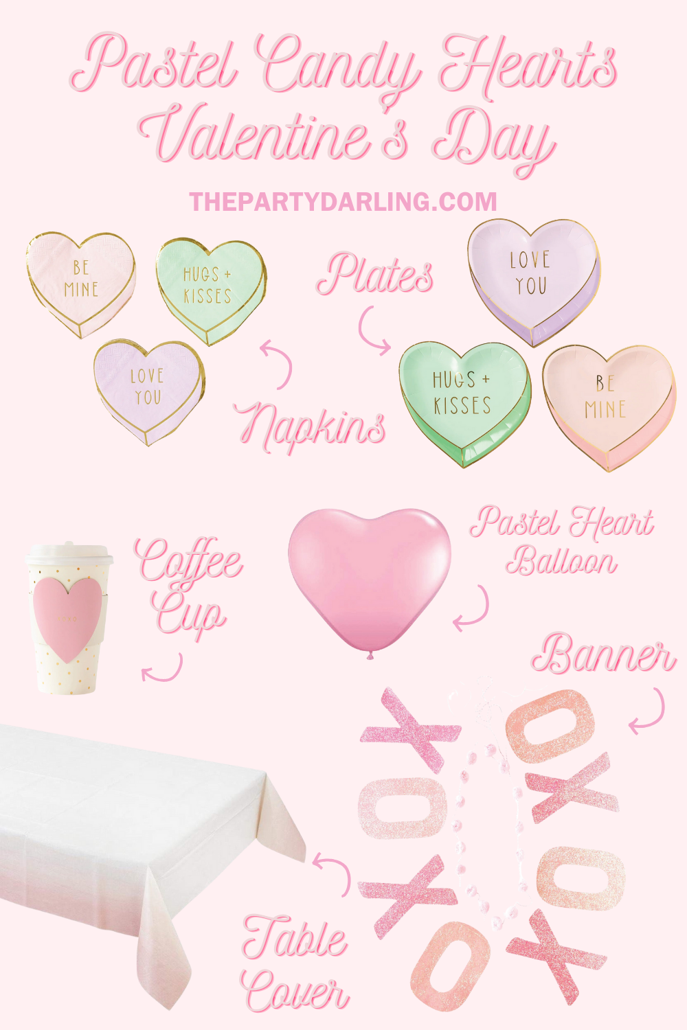 Pastel Candy Heart Lunch Plates 9ct | The Party Darling