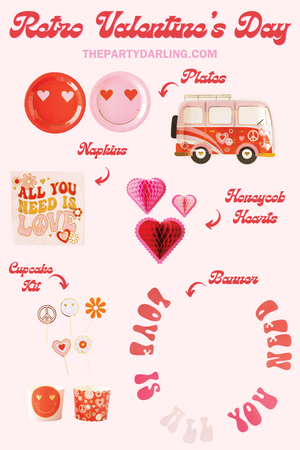 Retro Valentine Baking Cups & Cupcake Toppers