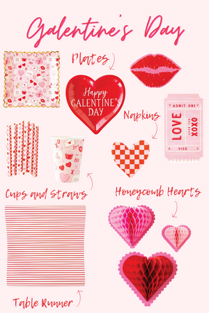 Pink & Red Checkered Heart Dessert Napkins 24ct