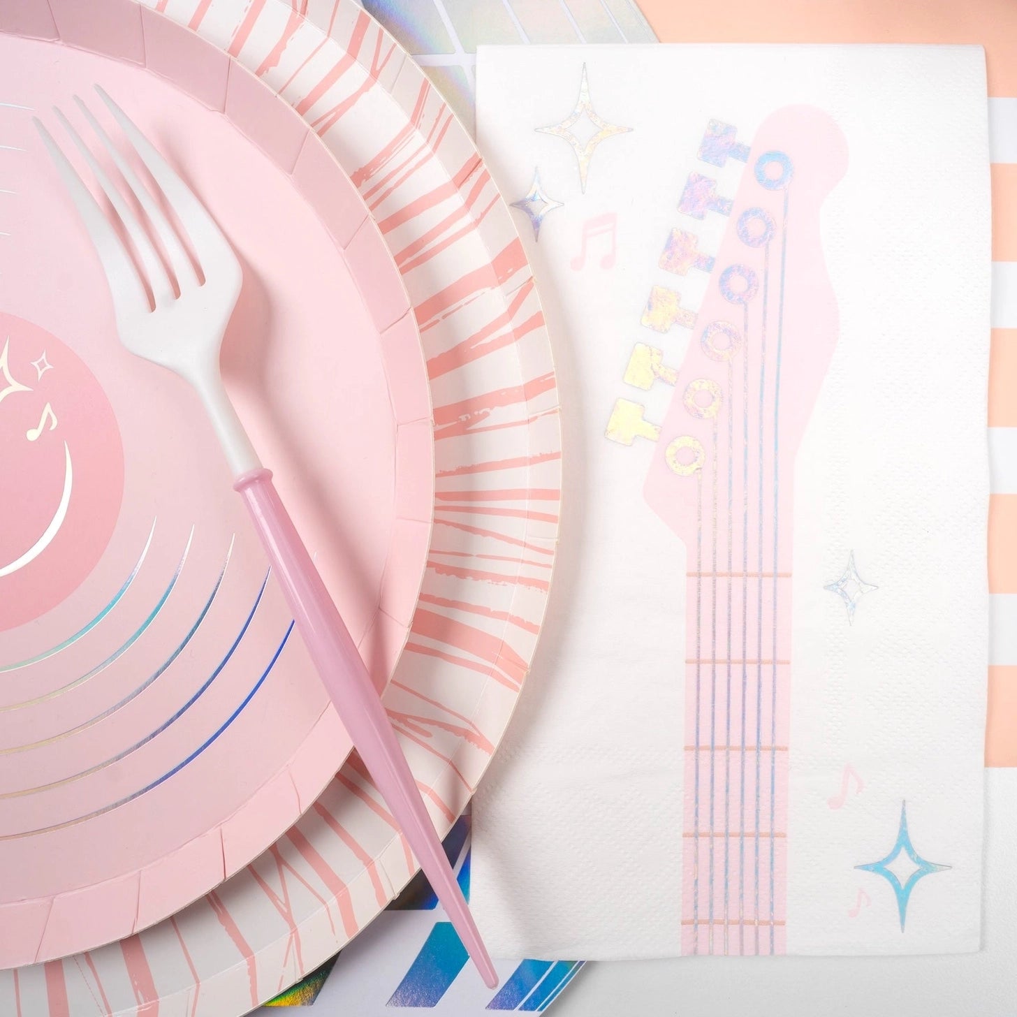 Music themed paper guest towel with star accents