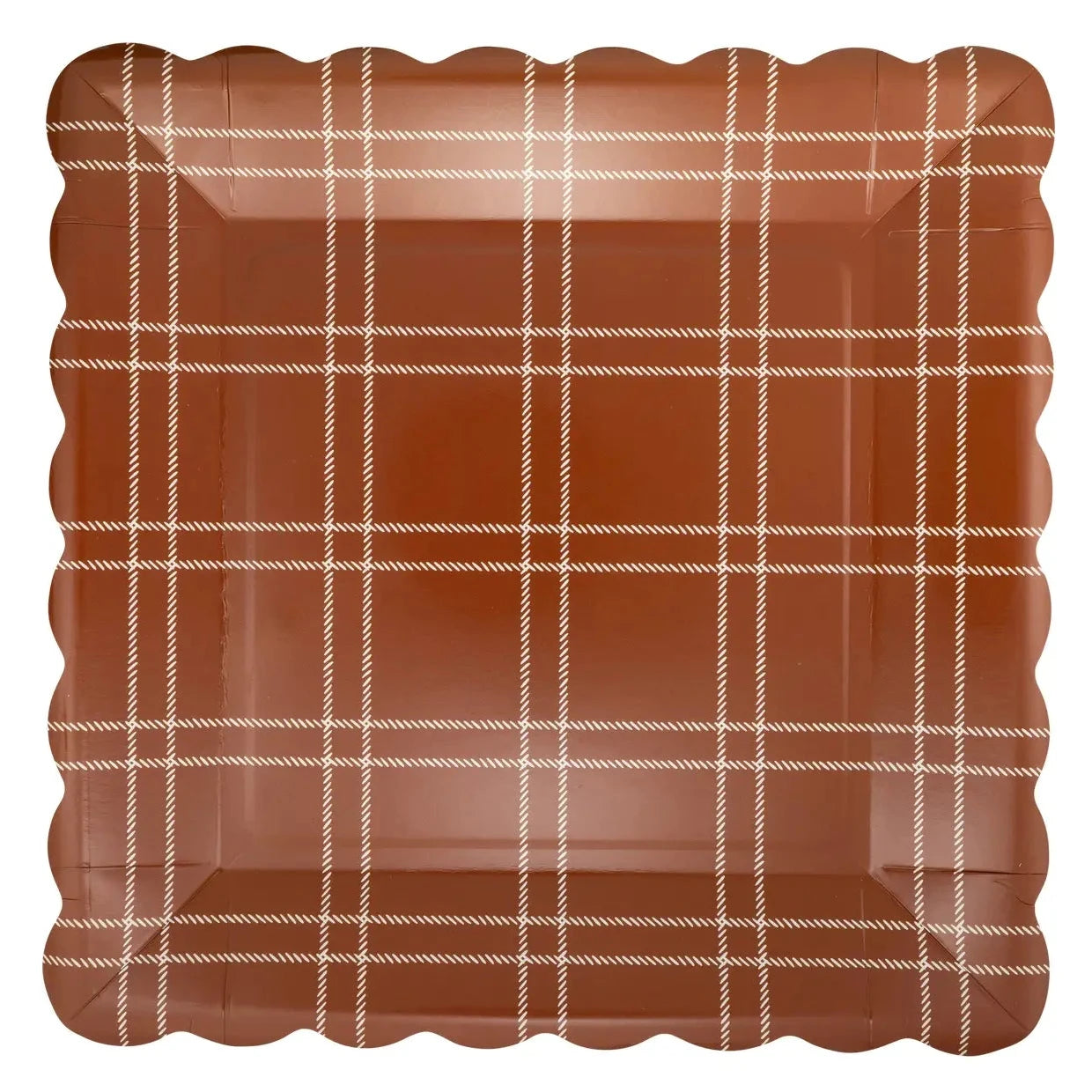 Autumn Brown Plaid Dinner Plates with cream plaid design