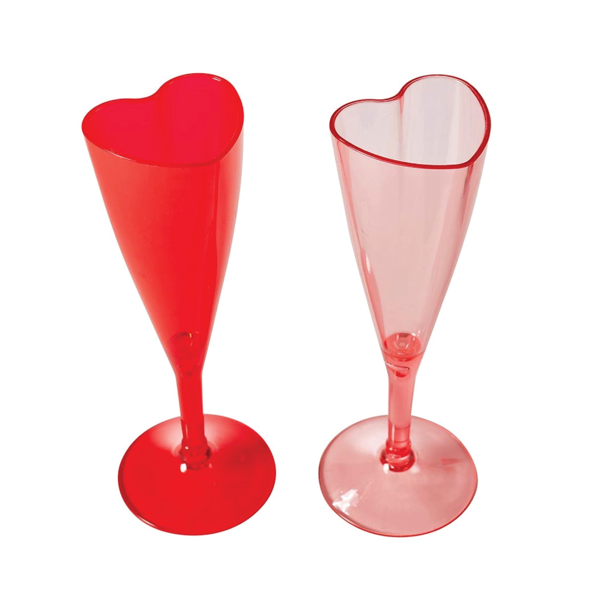 Acrylic heart-shaped champagne flutes