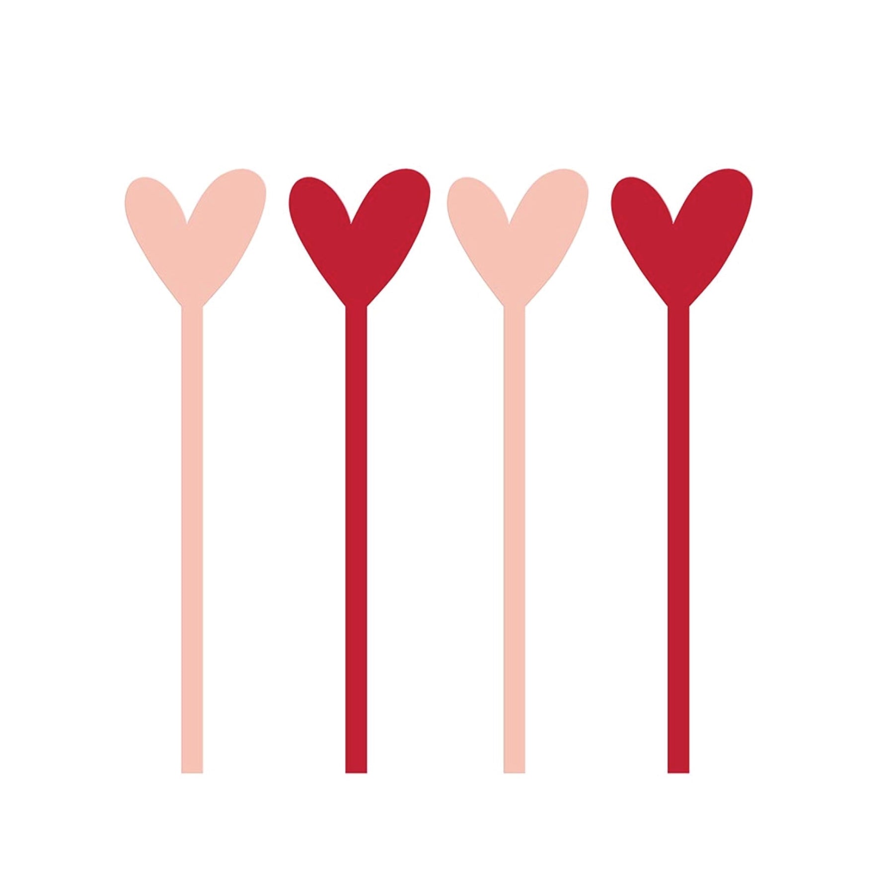 Red and blush heart acrylic drink stir sticks