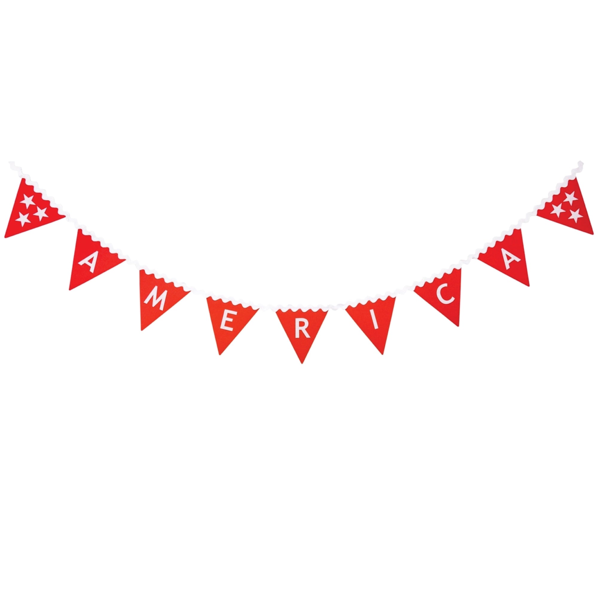 Red America felt pennant banner with white letters