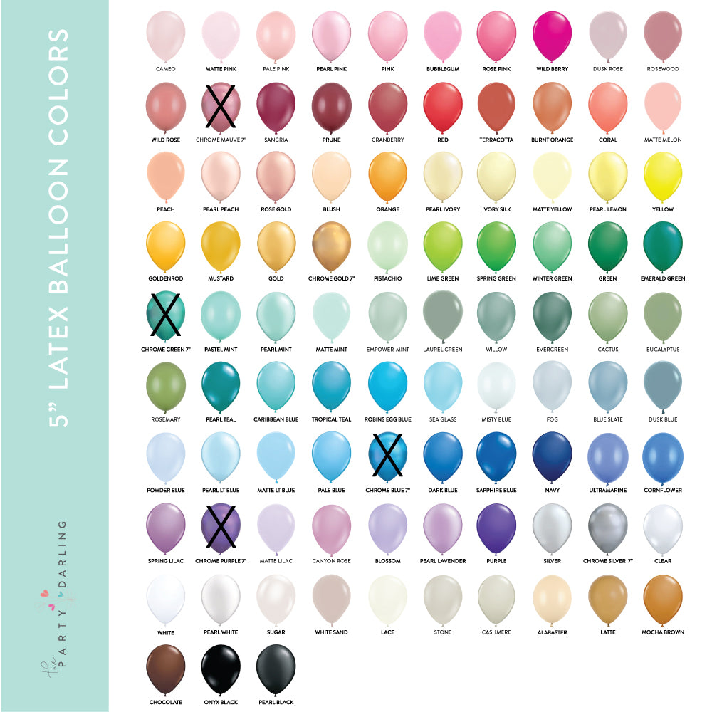 5" Small Latex Balloons Pack of 12 - Choose Your Color | The Party Darling
