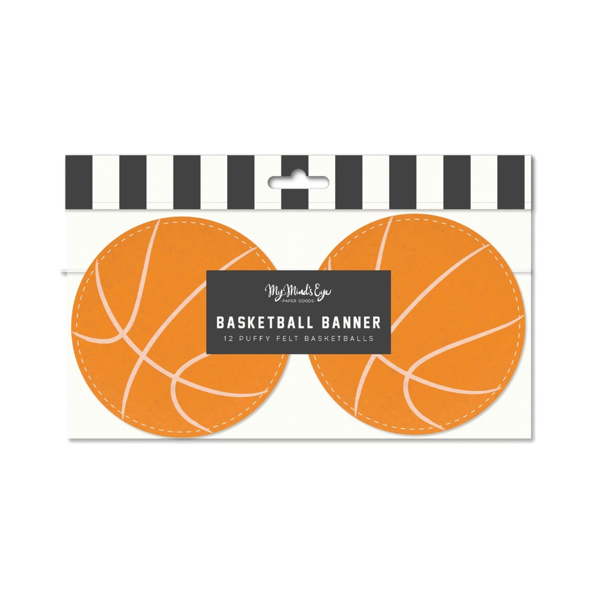 Round basketball felt banner for sports parties