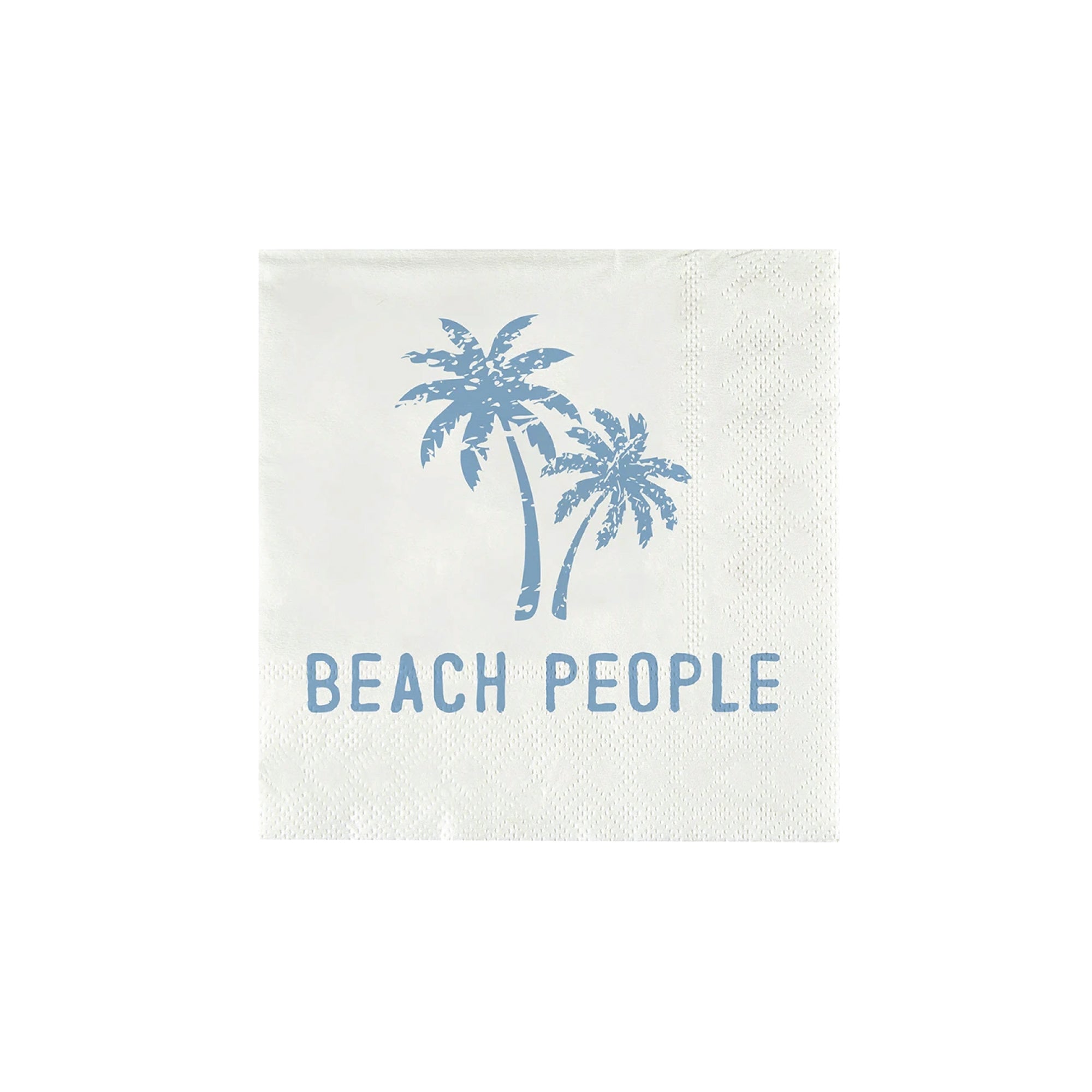 Beach People coastal cocktail napkins with blue palm trees
