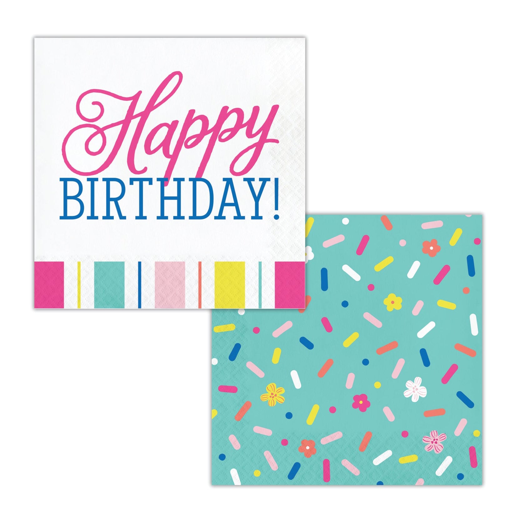 Birthday napkin with pink and blue Happy Birthday message