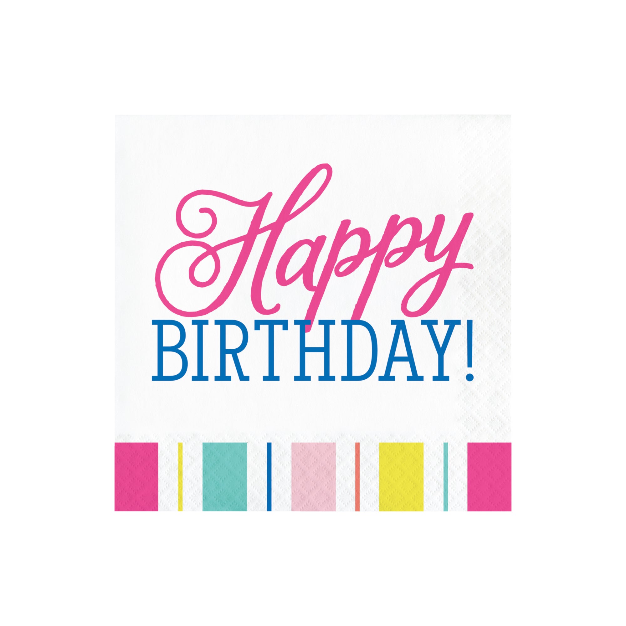 White lunch napkin with colorful striped border