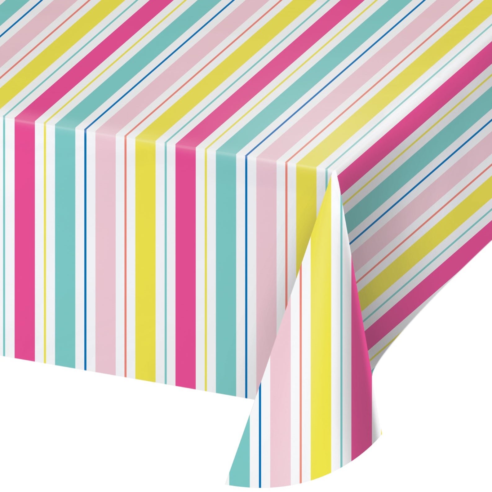 Colorful striped paper table cover for birthday parties