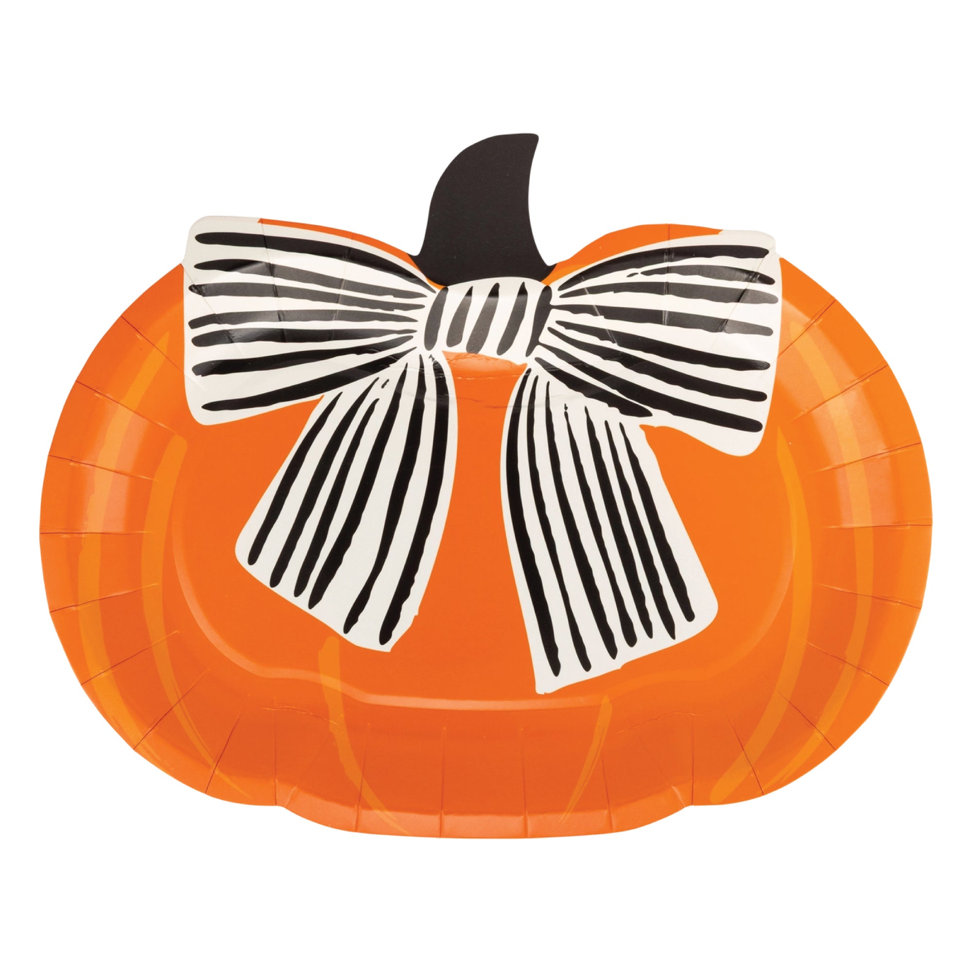 Black Bow Pumpkin Lunch Plates with orange pumpkin shape