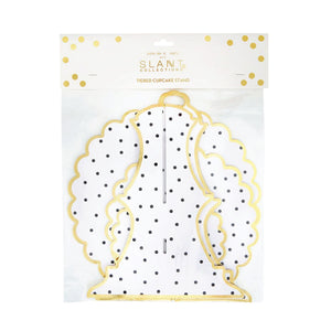 Black Polka Dot Cardboard Cupcake Stand 1ct Packaged