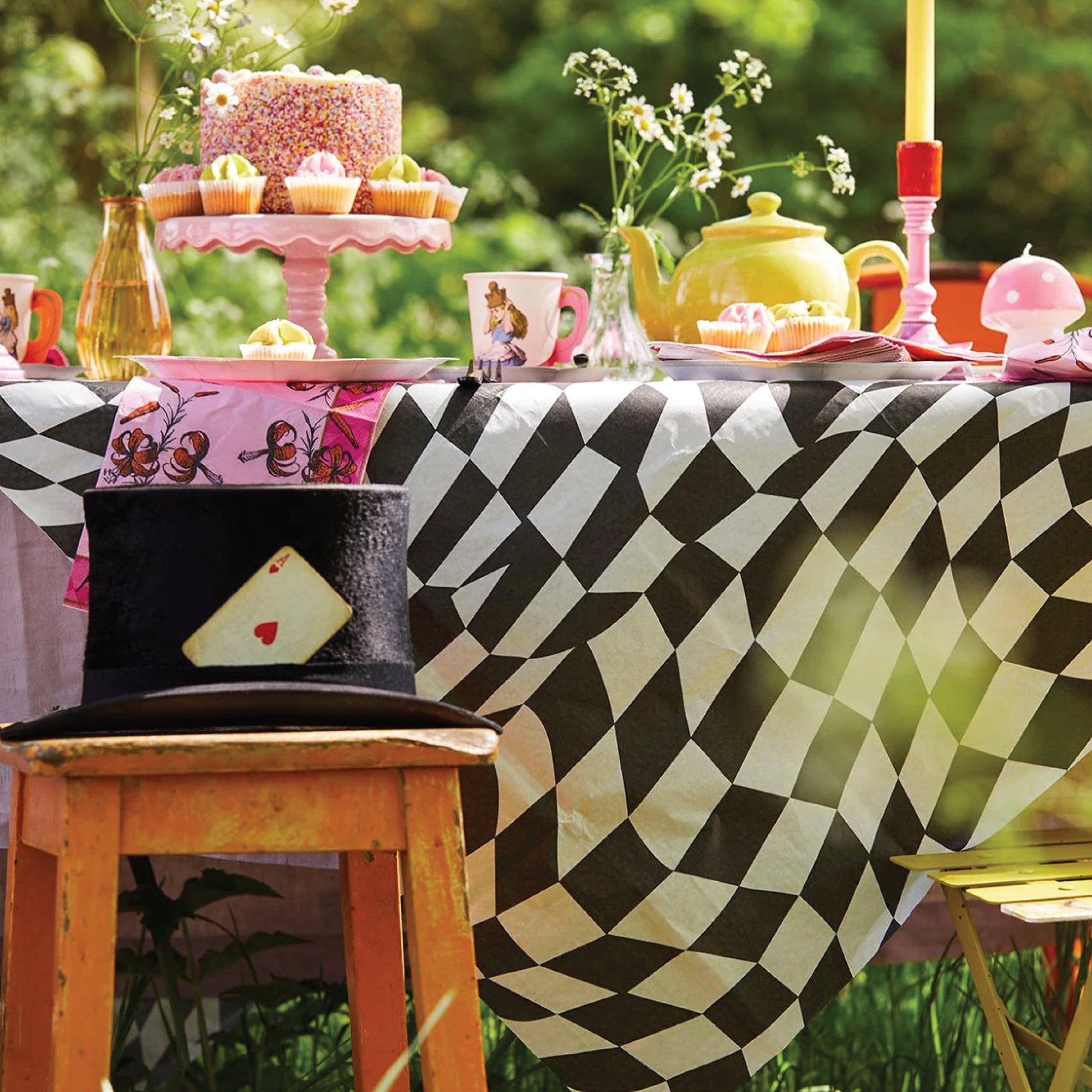 Black & White Checkered Movement Paper Table Cover | The Party Darling