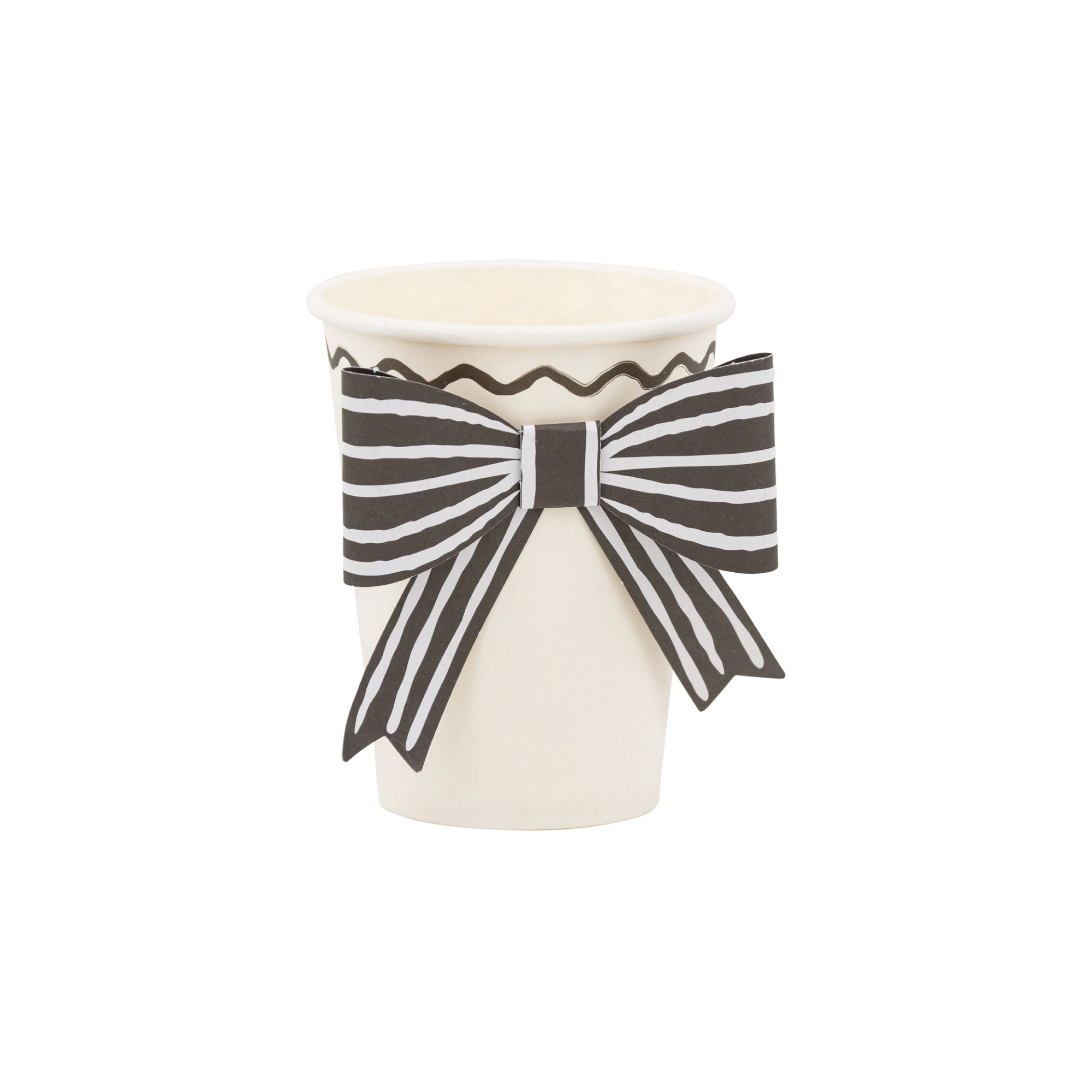 Cream party cup with black scalloped detail