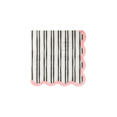 Cream & Black Striped Halloween Dessert Napkins 24ct