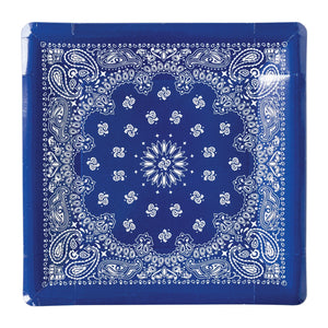 Blue Bandana Lunch Plates 8ct | The Party Darling