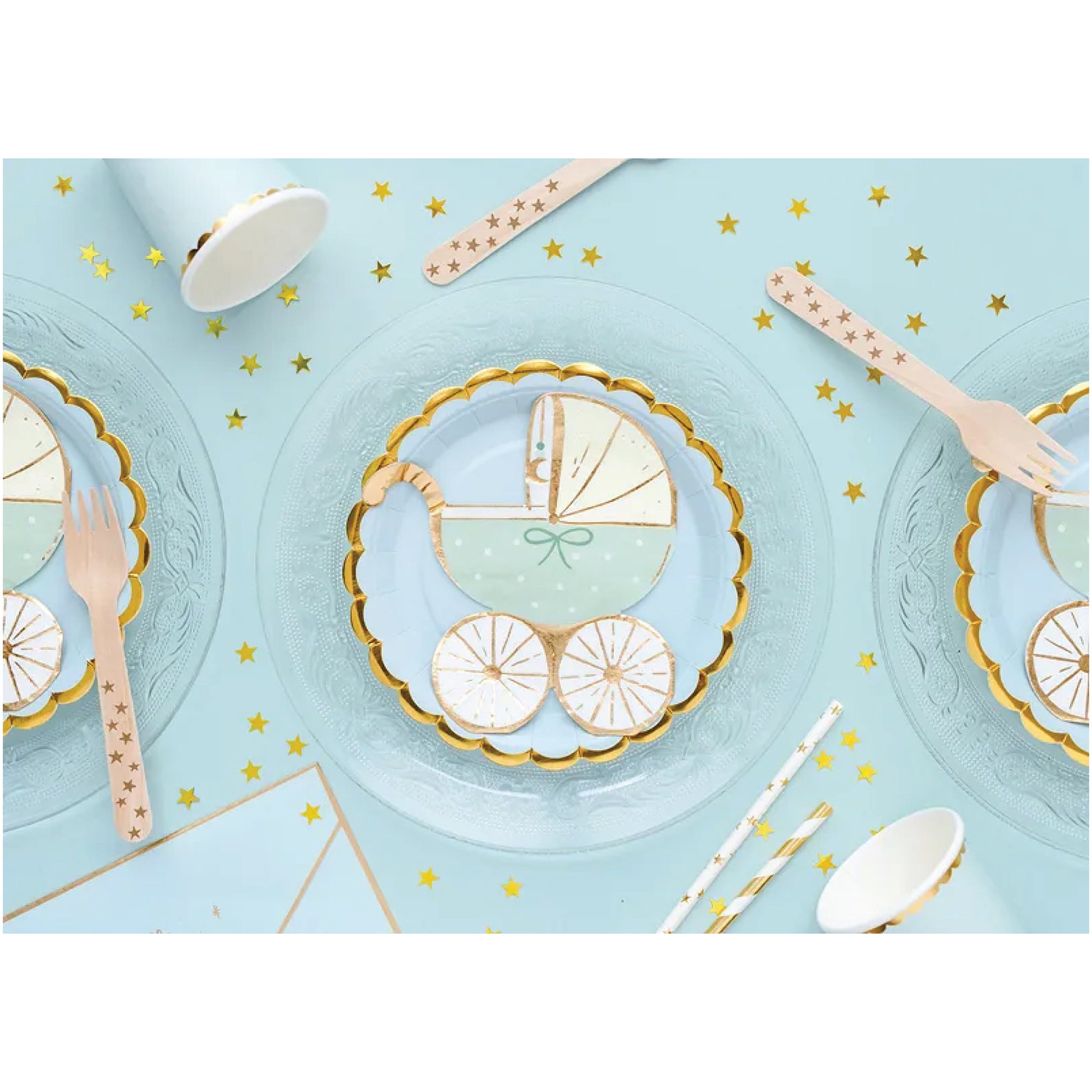 Blue Carriage Baby Shower Dessert Napkins 20ct | The Party Darling