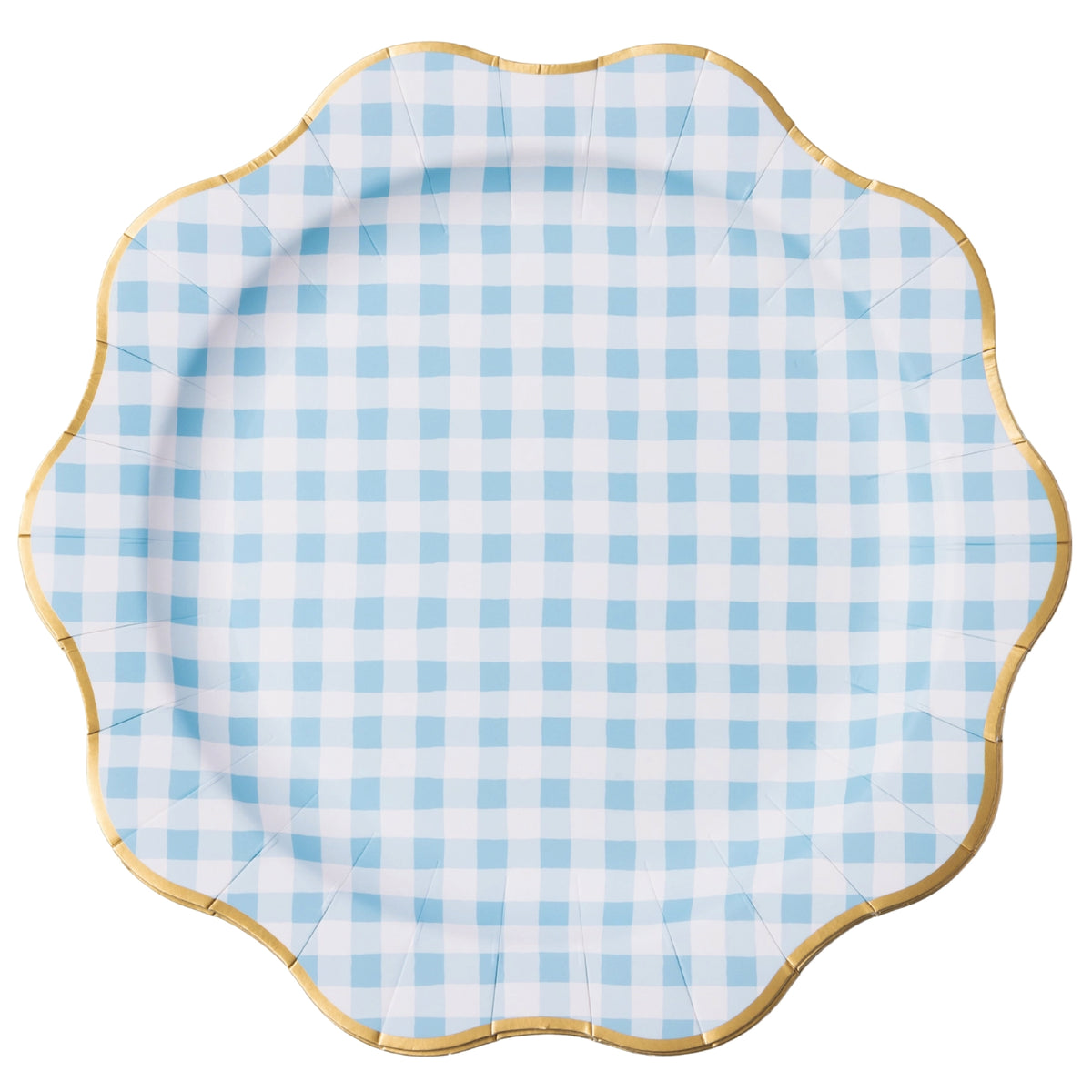 Blue Gingham Scalloped Dinner Plates 8ct