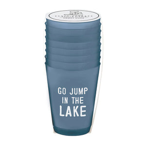 Blue Go Jump In The Lake Frosted Plastic Cups 8ct Packaged