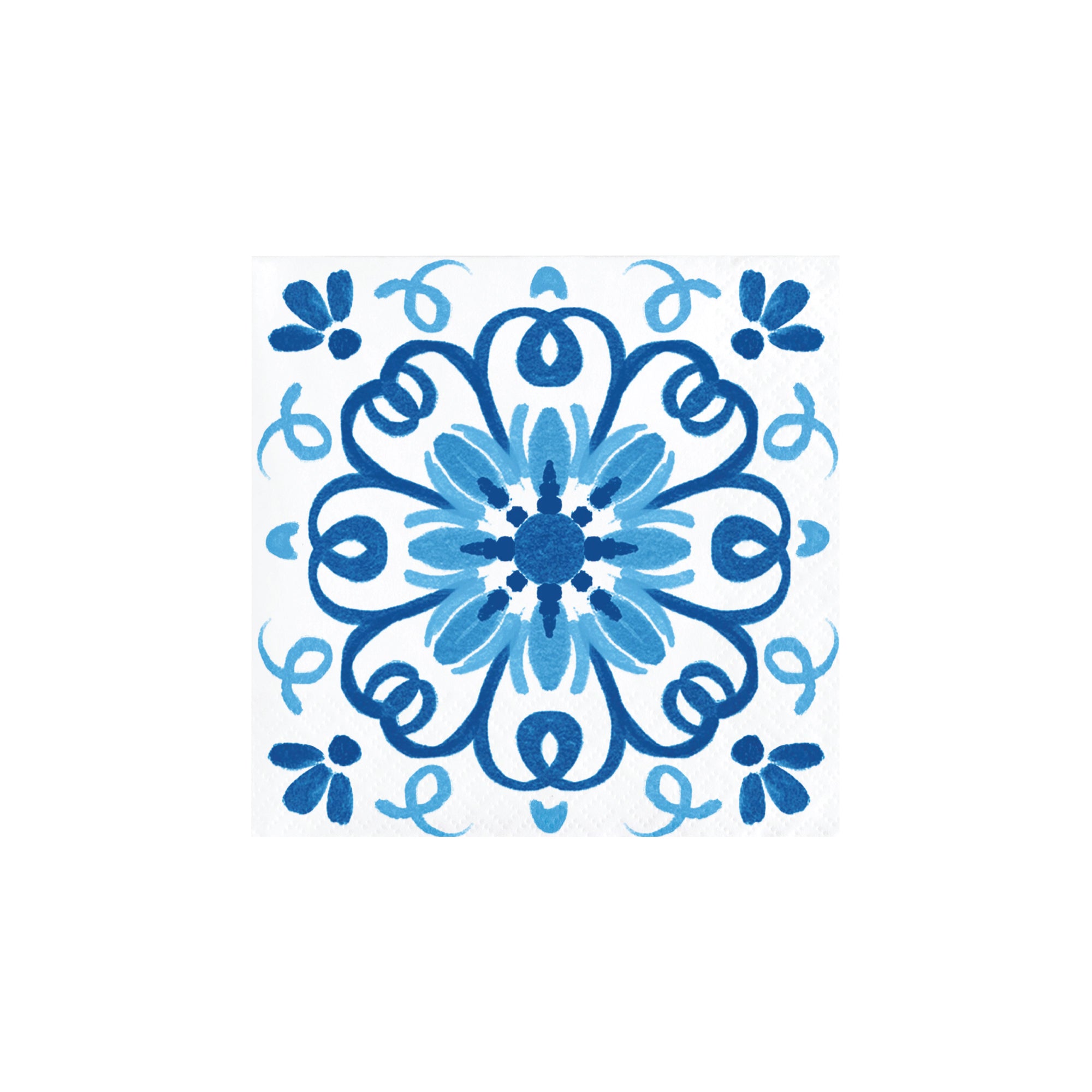 Blue and white tile pattern paper napkin